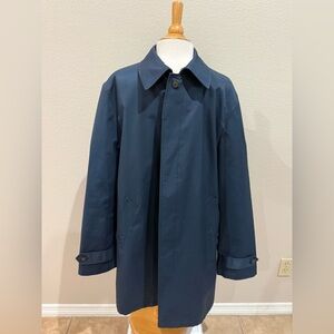 Ralph Lauren Men's Navy Blue Water Repellent Trench Coat XL Pockets EUC Chest 50